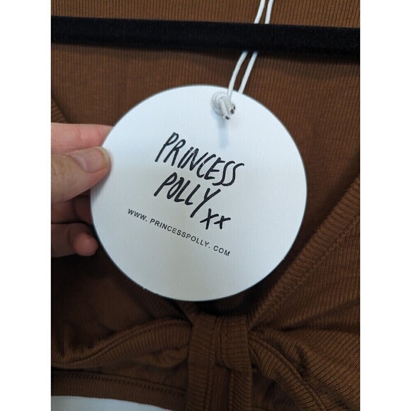 Princess Polly Sabella Brown Ribbed Mini Dress Size 8 - Picture 8 of 11